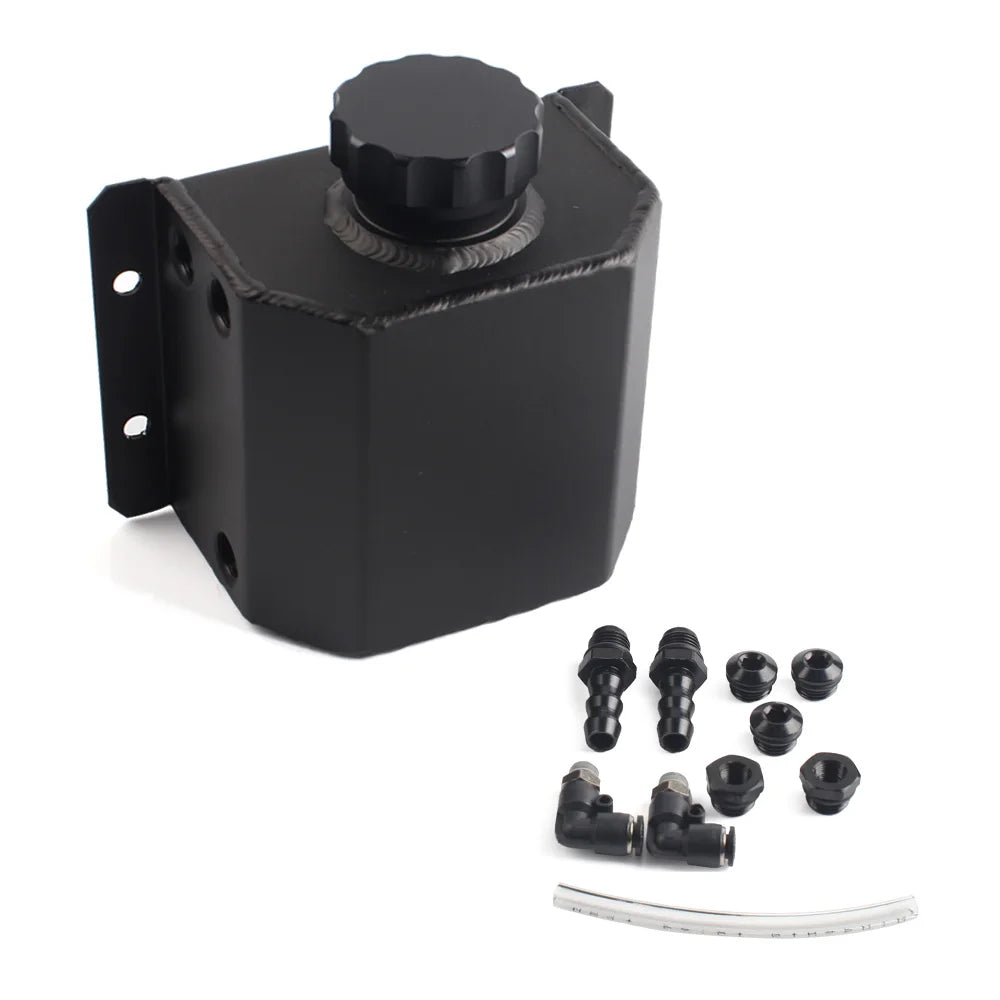 1L Universal Aluminum Oil Catch Can Reservoir Tank with Drain Plug Breather