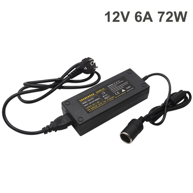 AC to DC 12V 6A Power Adapter Converter 110V 220V Cigarette Lighter Supply