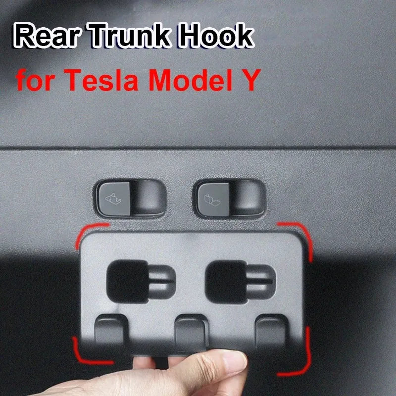 Rear Trunk Hook Storage Holder for Tesla Model Y 2024 Grocery Bag Umbrella Hanger