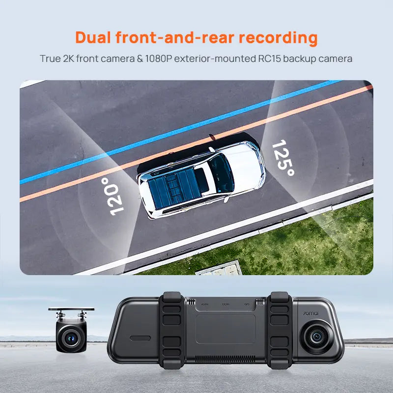 70mai S410 Rearview Mirror Dash Cam 9.35" Touch Display with Front 2K