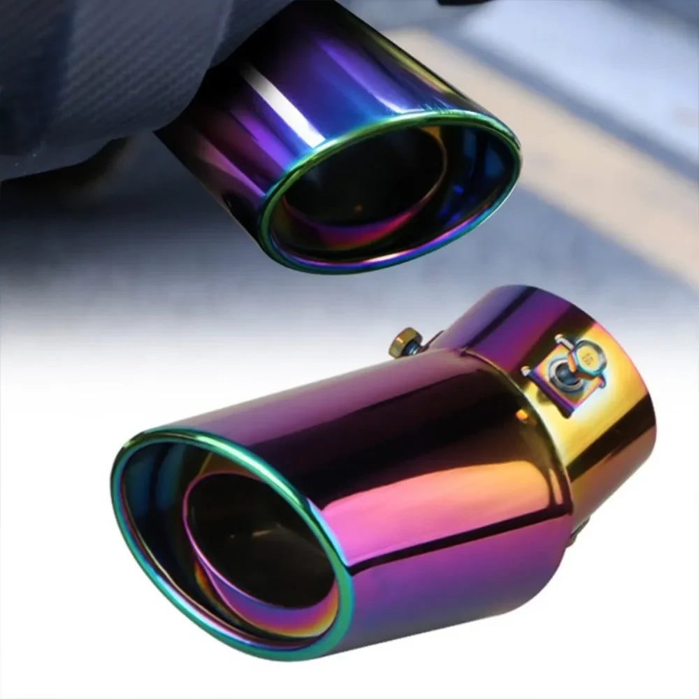 2.5" Stainless 63mm Inlet Steel Chrome Exhaust Muffler Tip Tail Pipe