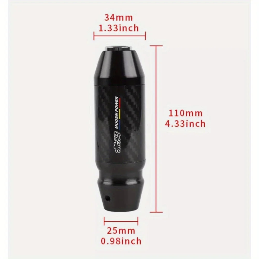 Universal MUGEN Style Carbon Fiber Aluminum Automatic Gear Shift Knob Black
