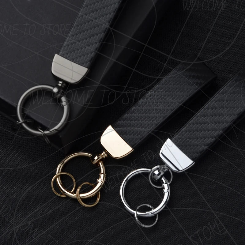 HSV Racing Logo Keychain PU Leather Carbon Fiber Zinc Alloy Keyring
