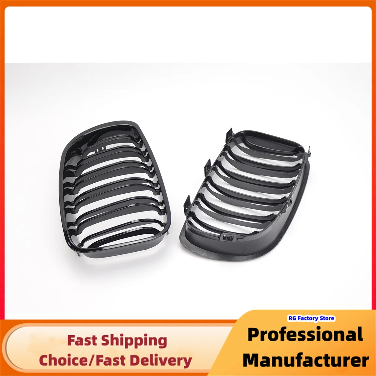 Gloss Black Double Slat Kidney Grille for BMW E81 E82 E87 E88 128i 130i 2008–2013