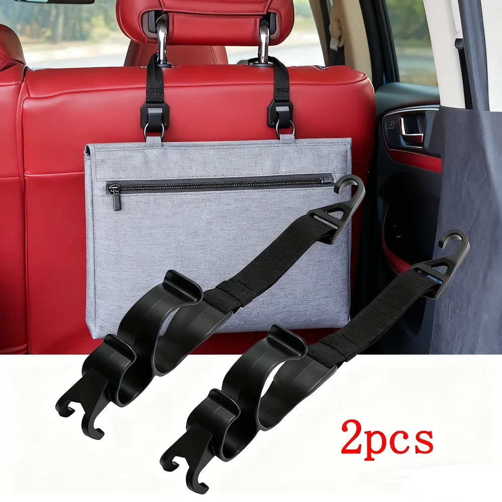 2Pcs Car Seat Hooks Universal No Drill Umbrella Bag Hanger Interior Organizer