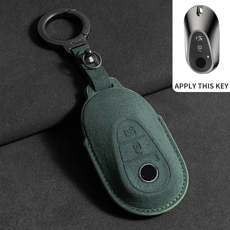 Suede Leather Smart Key Case Cover for Mercedes-Benz E-Class, C-Class 2018–2020