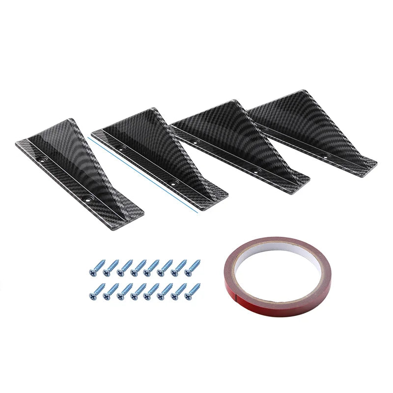 4PCS Universal Rear Bumper Lip Diffuser Shark Fins Flat & Arc Style Diffuser