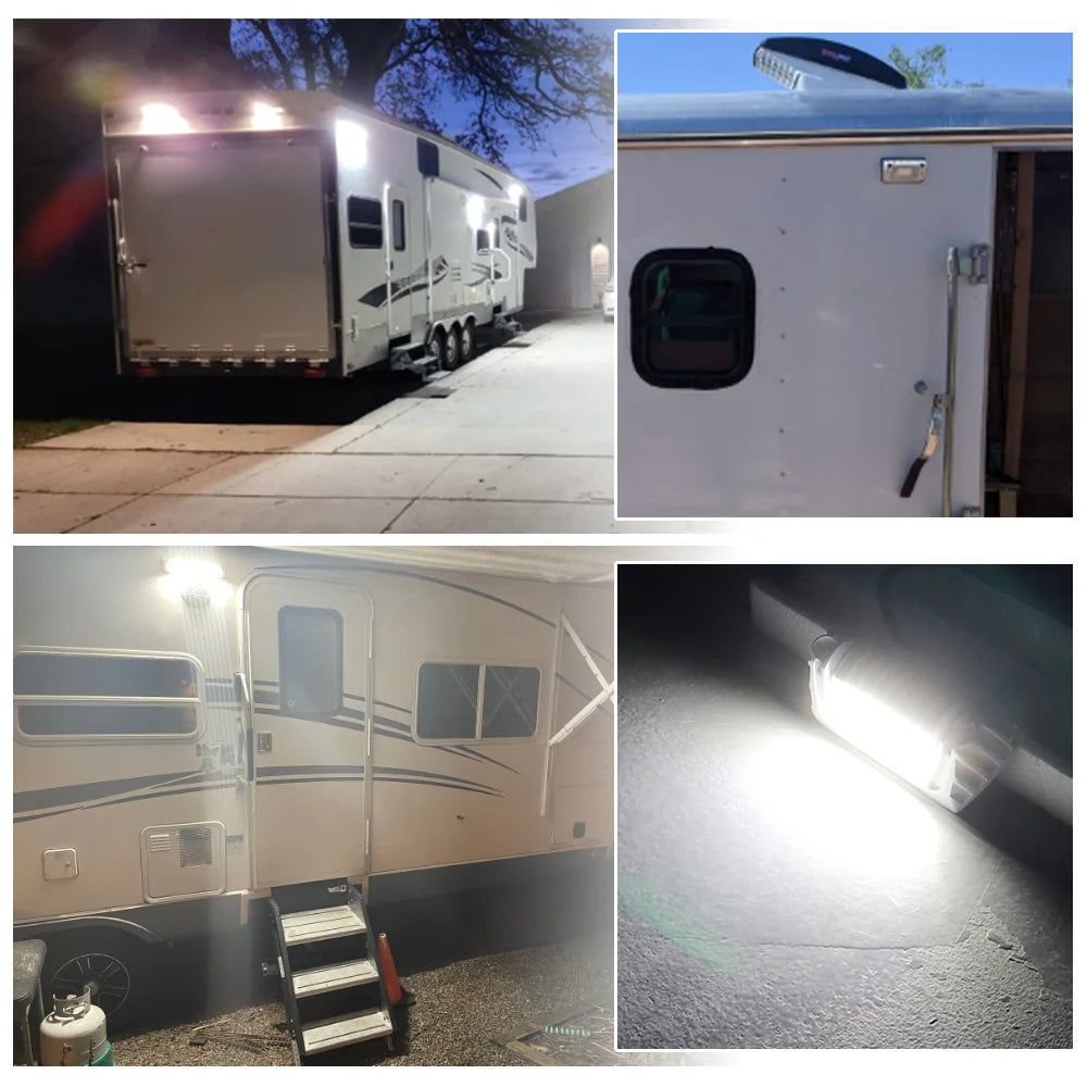 12V/24V LED RV Exterior Porch Light 6500K Waterproof Awning & Camping Work Light