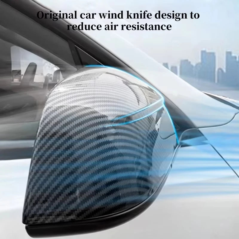 Side Mirror Covers ABS Black Carbon Print for Tesla Model Y Juniper 2025+