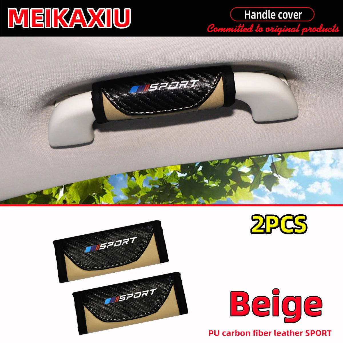PU Leather Carbon Fiber SPORT Interior Door Handle Protector Cover