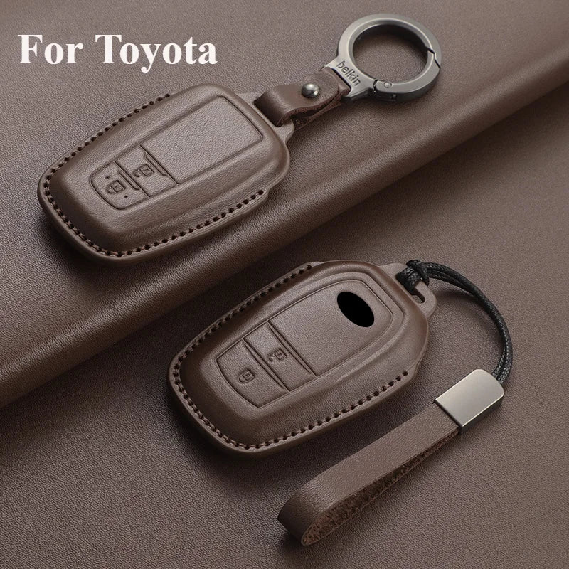 Leather Smart Key Case Cover for Toyota Prius, Camry, Corolla, Avalon, C-HR, RAV4