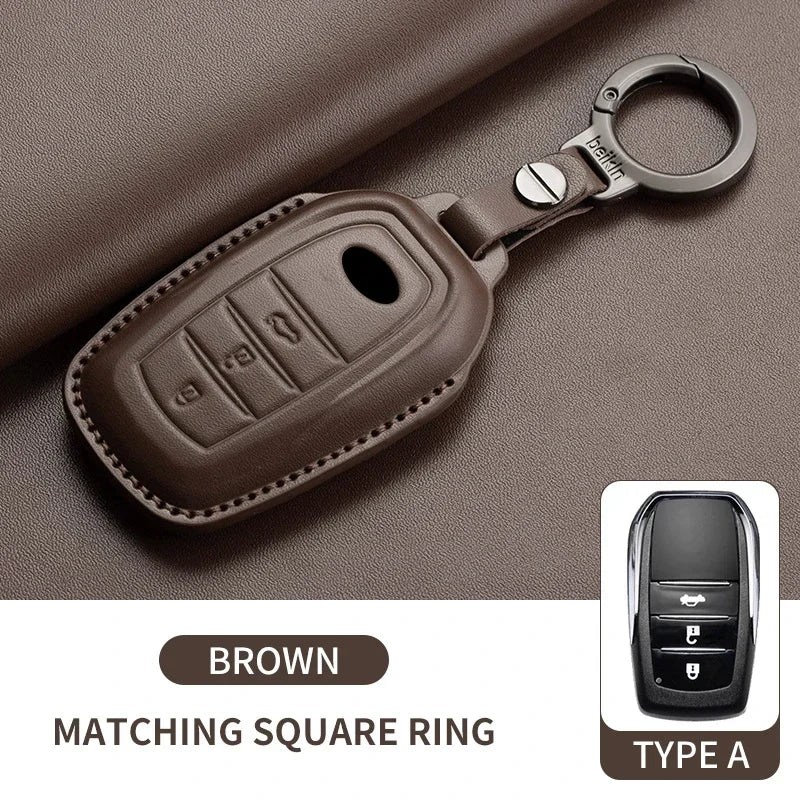 Leather Smart Key Case Cover for Toyota Prius, Camry, Corolla, Avalon, C-HR, RAV4