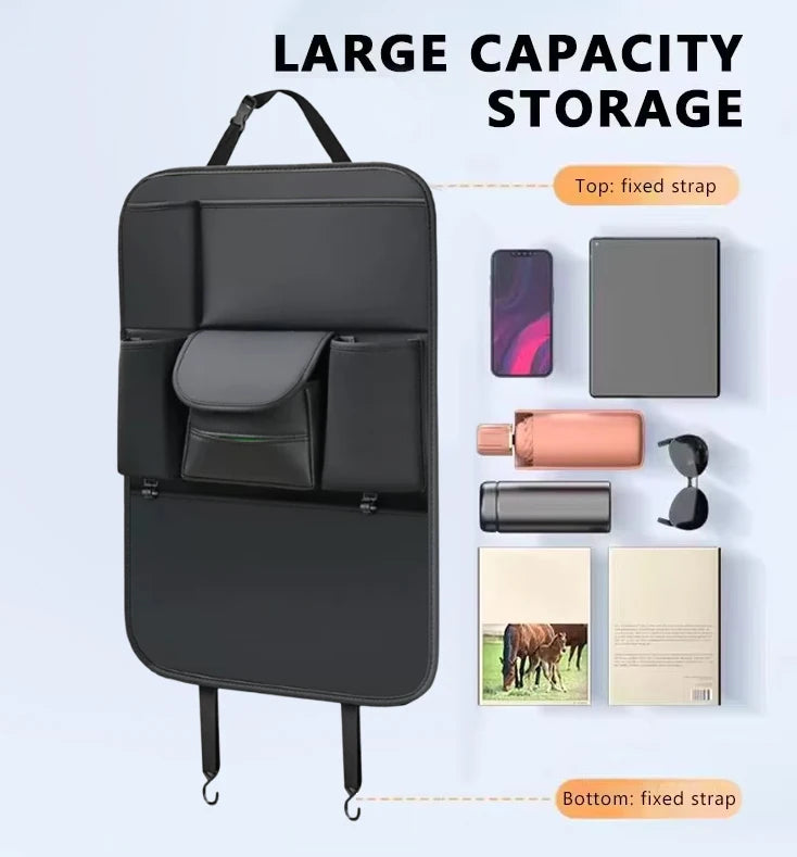 6 Pocket Car Seat Back Organizer Storage Bag Waterproof Cup Tissue Holder