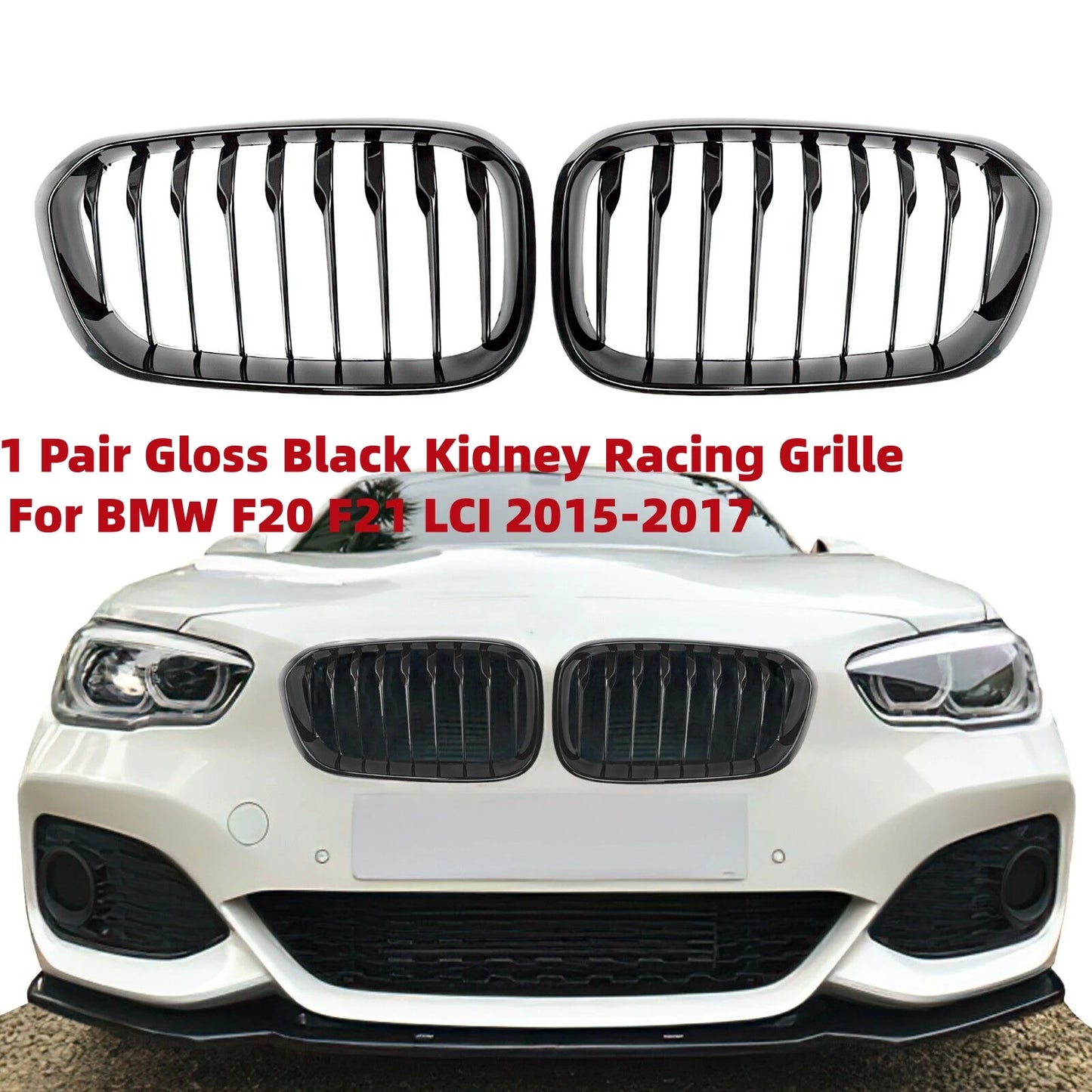 Gloss Black Kidney Grille for BMW 1 Series F20 F21 LCI 2015–2017