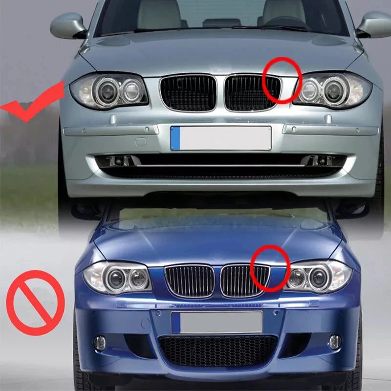 Gloss Black Double Slat Kidney Grille for BMW E81 E82 E87 E88 128i 130i 2008–2013