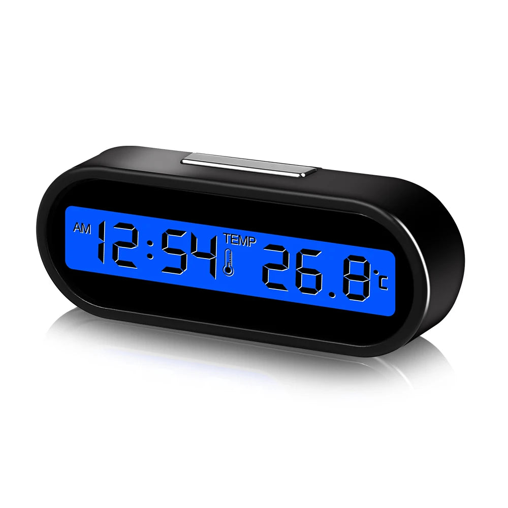 Digital Car Clock LCD Display Auto Interior Thermometer Backlit Time Watch