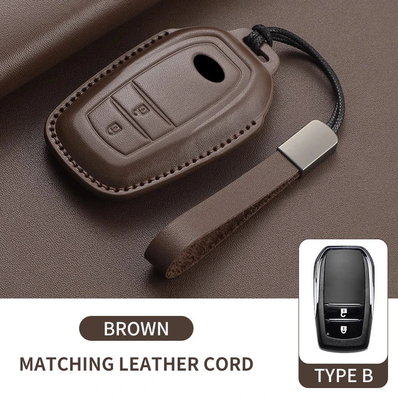 Leather Smart Key Case Cover for Toyota Prius, Camry, Corolla, Avalon, C-HR, RAV4