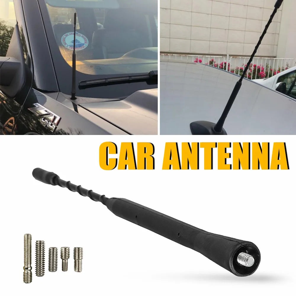 9-Inch Universal Car Radio Antenna Mast Black Replacement AM/FM Roof Whip Antenna