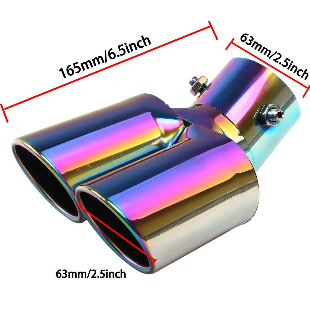 Universal Dual Slant Cut Stainless Steel Exhaust Tip 63mm Inlet 63 Outlet