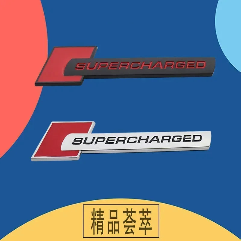 3D Supercharged Metal Car Emblem Badge Sticker for Audi A3 A4 A5 Q3 Q5 Q7