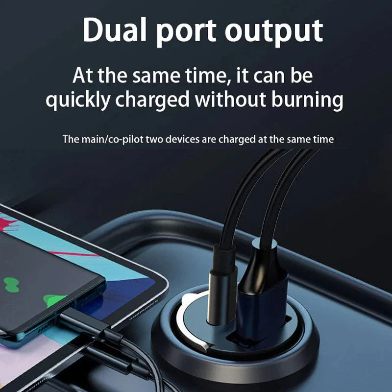 100W 200W QC3.0 PD Car Charger 2 Port USB-C 12-24V Fast Charging Adapter