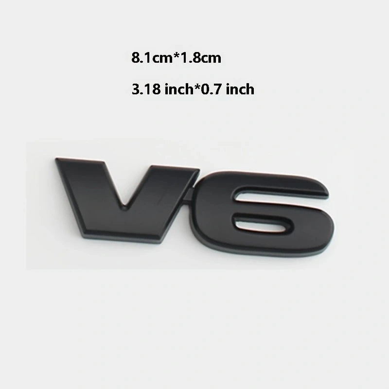 V6 3D Matte Black Emblem Badge Sticker Car Trunk Rear Side SUV Truck