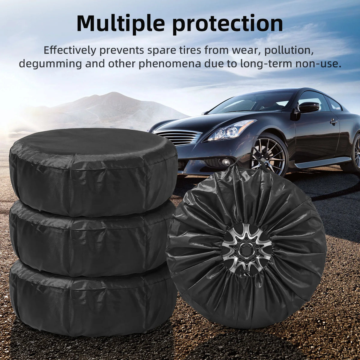 1/2/4PCS Car Spare Tire Cover Polyester Wheel Protector Dustproof Tire Bag