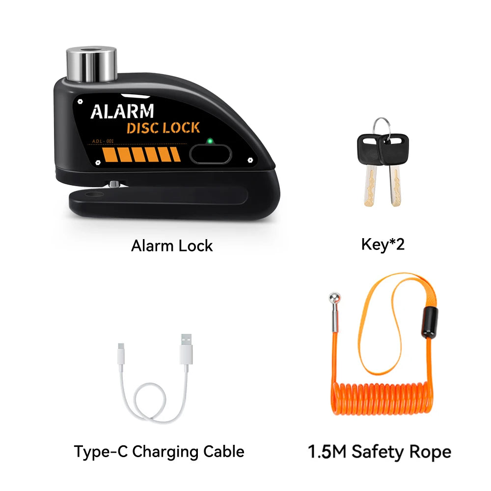 Motorcycle Alarm Disc Brake Lock 120dB Anti Theft Wheel Lock Scooter Bicycle