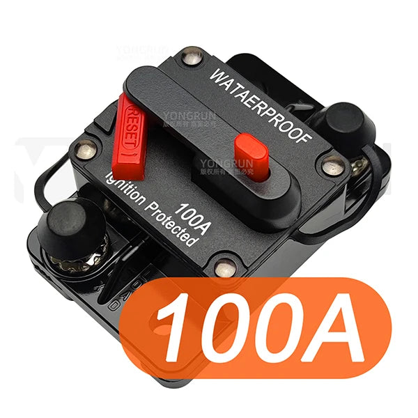 Circuit Breaker 20A–300A Manual Reset for Car Audio System 12V- 48V DC 40A 60A