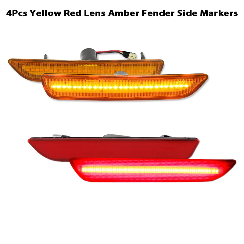 2PCS White Red Amber LED Front Rear Side Indicator for Ford Mustang 2010-2014
