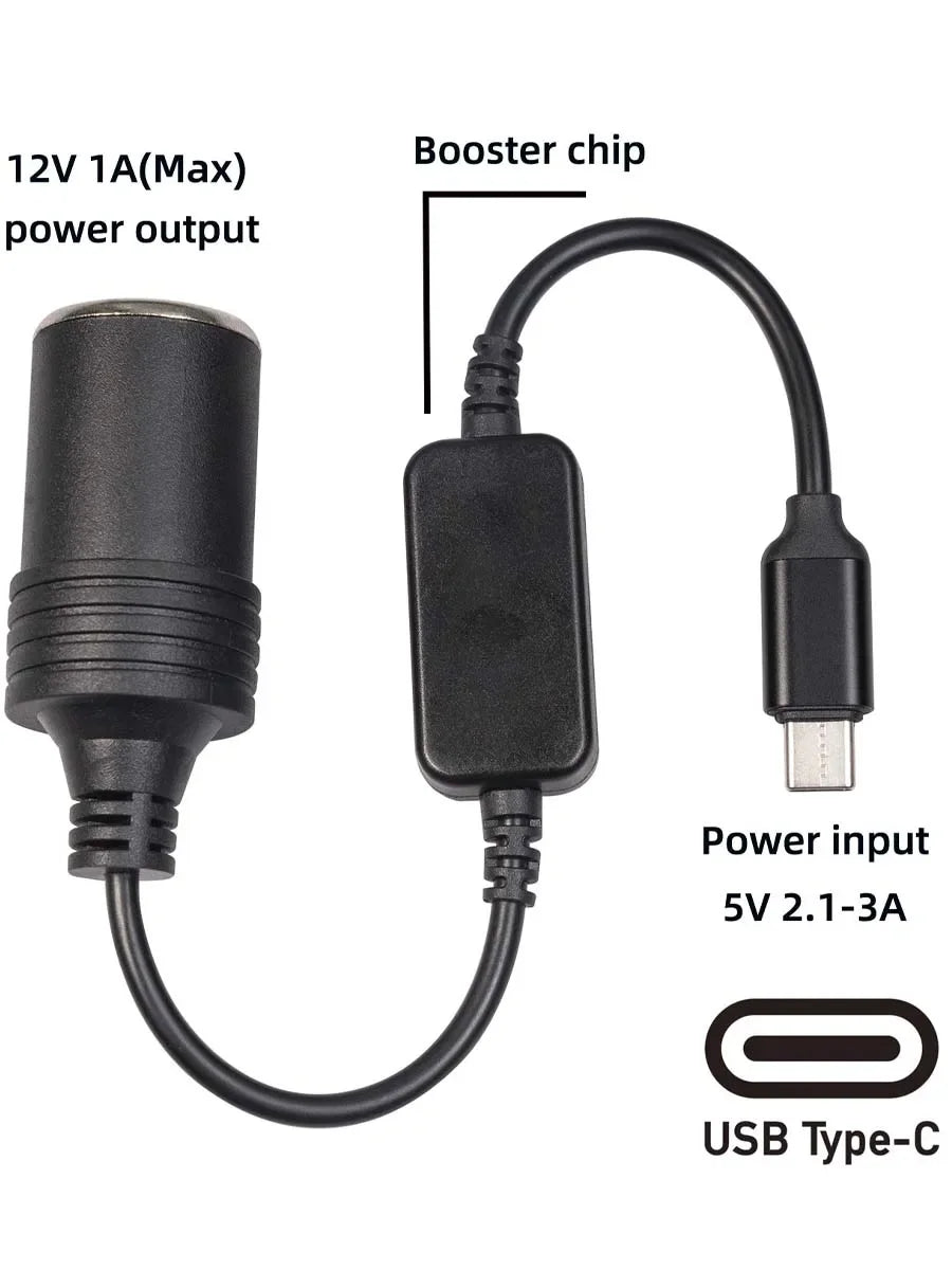 5V USB to 12V Cigarette Lighter Socket Adapter 2A Car Power Converter