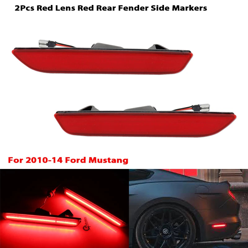 2PCS White Red Amber LED Front Rear Side Indicator for Ford Mustang 2010-2014