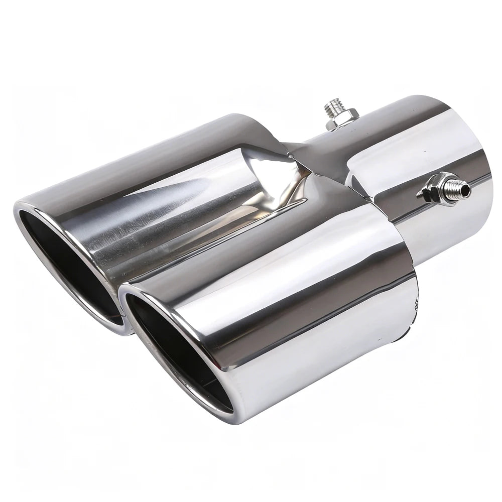 Universal Dual Slant Cut Stainless Steel Exhaust Tip 63mm Inlet 63 Outlet