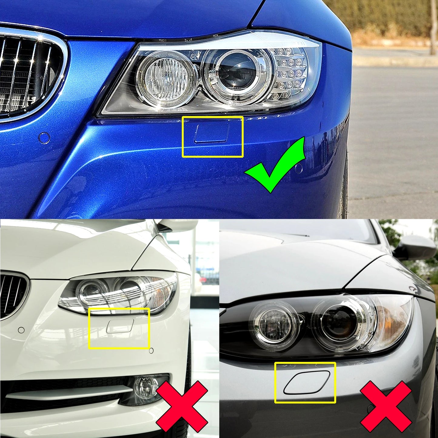 Front Bumper Headlight Washer Nozzle Cover Cap Set for BMW