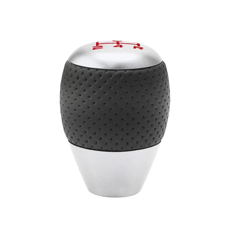 Universal Racing 5 Speed Leather Aluminum Gear Shift Knob Manual Automatic Car