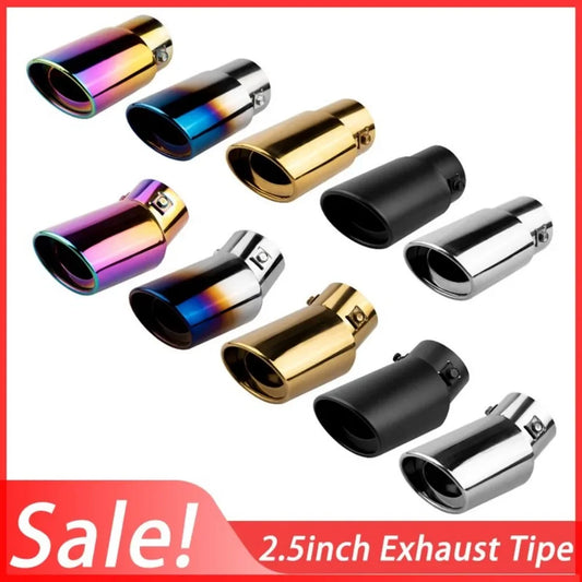 2.5" Stainless 63mm Inlet Steel Chrome Exhaust Muffler Tip Tail Pipe