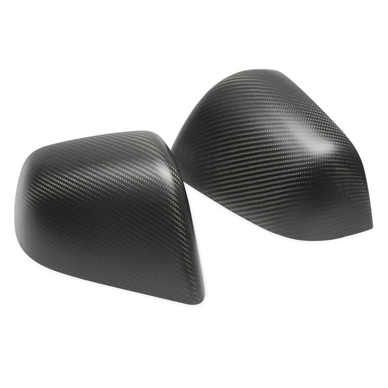 Real Dry Carbon Fiber Mirror Covers Matte Pair for Tesla Model 3 Y Highland