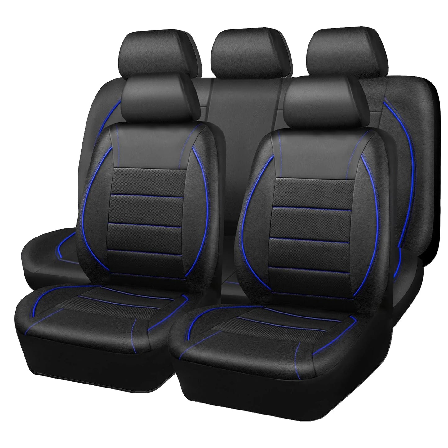 Universal Leather Car Seat Covers Set Breathable 5-Seat Interior Protector