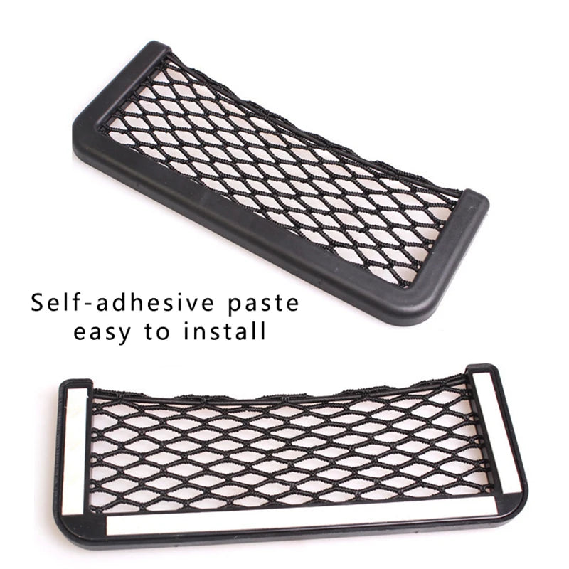 Adhesive Car Storage Net Bag Seat Organizer Door Side Pocket Phone Holder