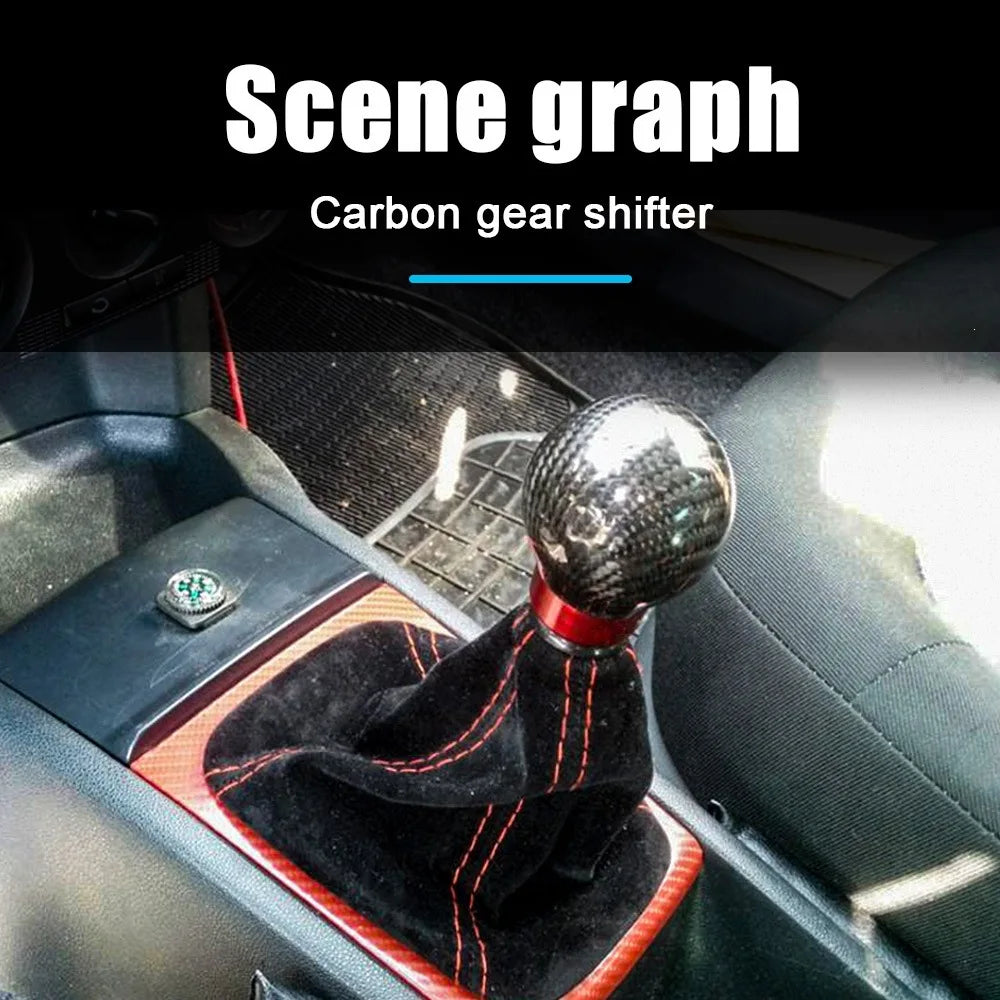 JDM Carbon Fiber Ball Gear Shift Knob Manual Shifter 3 Adapters