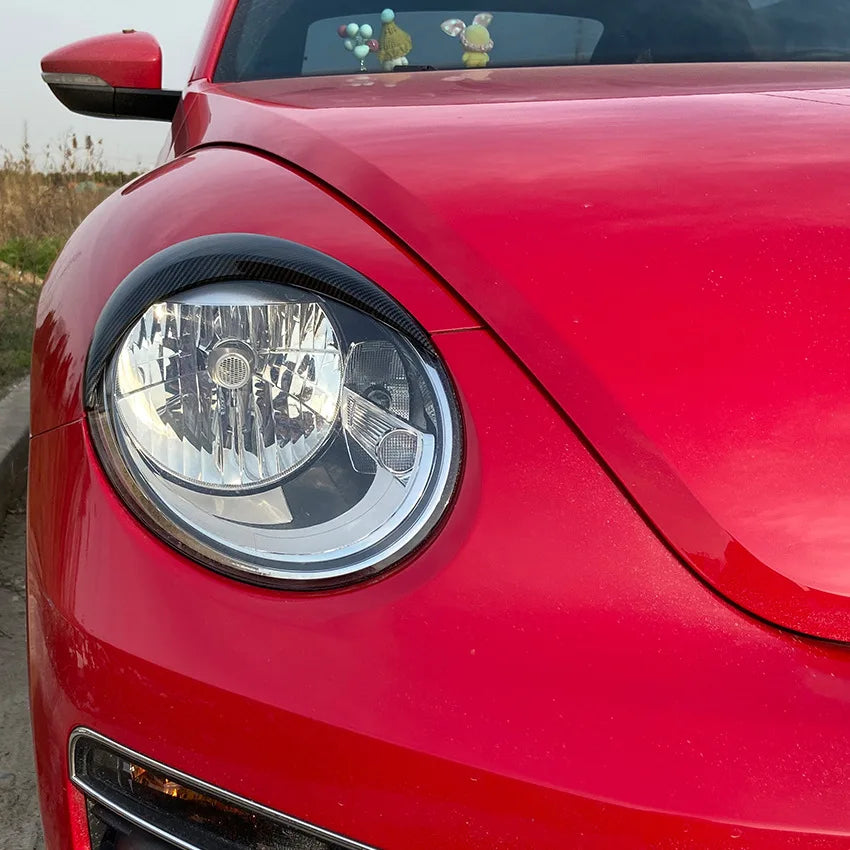 Gloss Black Headlight Eyebrow Eyelid Trim for Volkswagen Beetle 2012–2018