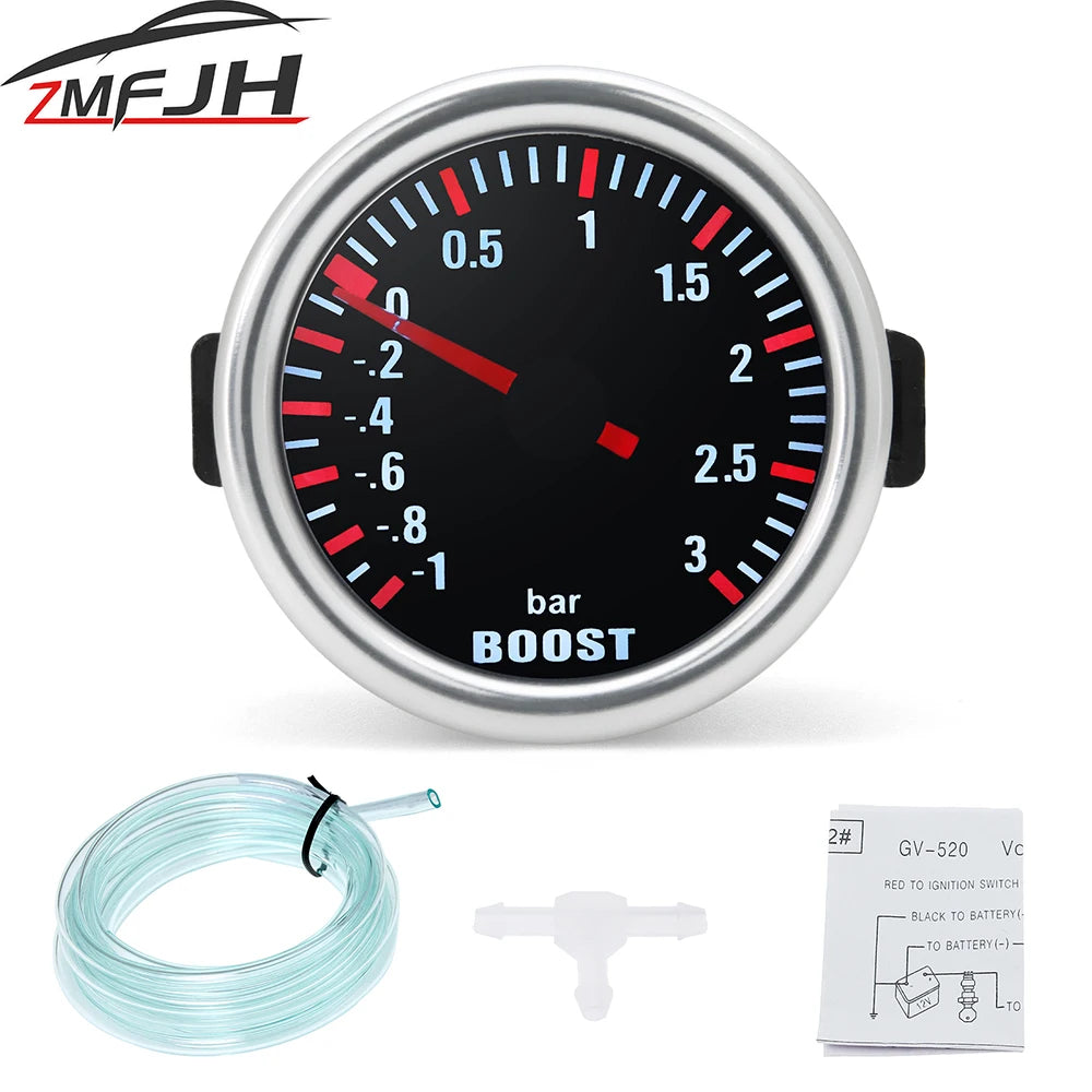 52mm 3 Bar Turbo Boost Gauge Mechanical Pressure Meter 12V Car Engine Meter