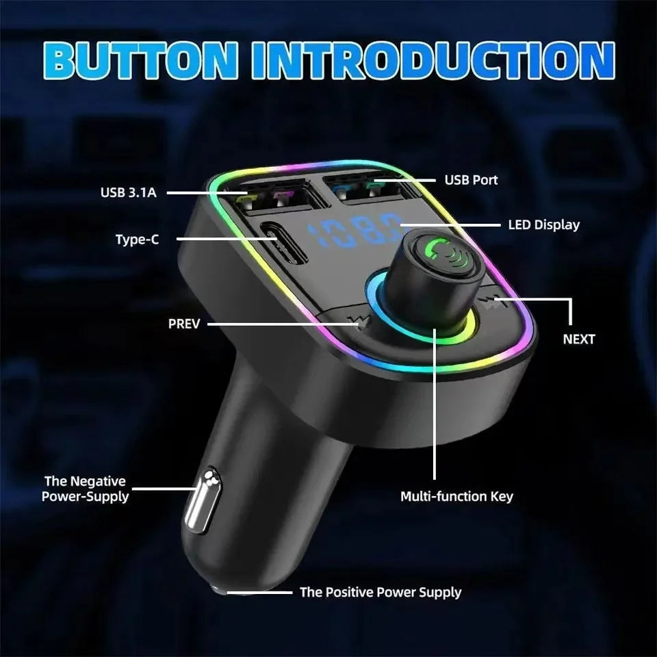 Bluetooth FM Transmitter Car Radio Adapter Hands Free MP3 Player USB Charger