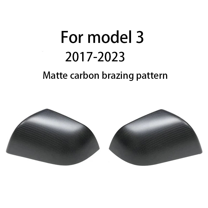 Real Dry Carbon Fiber Mirror Covers Matte Pair for Tesla Model 3 Y Highland