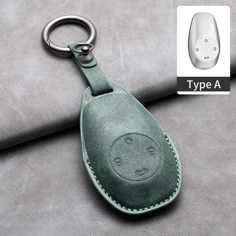 Leather Car Key Case with Keychain for Leapmotor T03, S01, C01 & C11 2023+