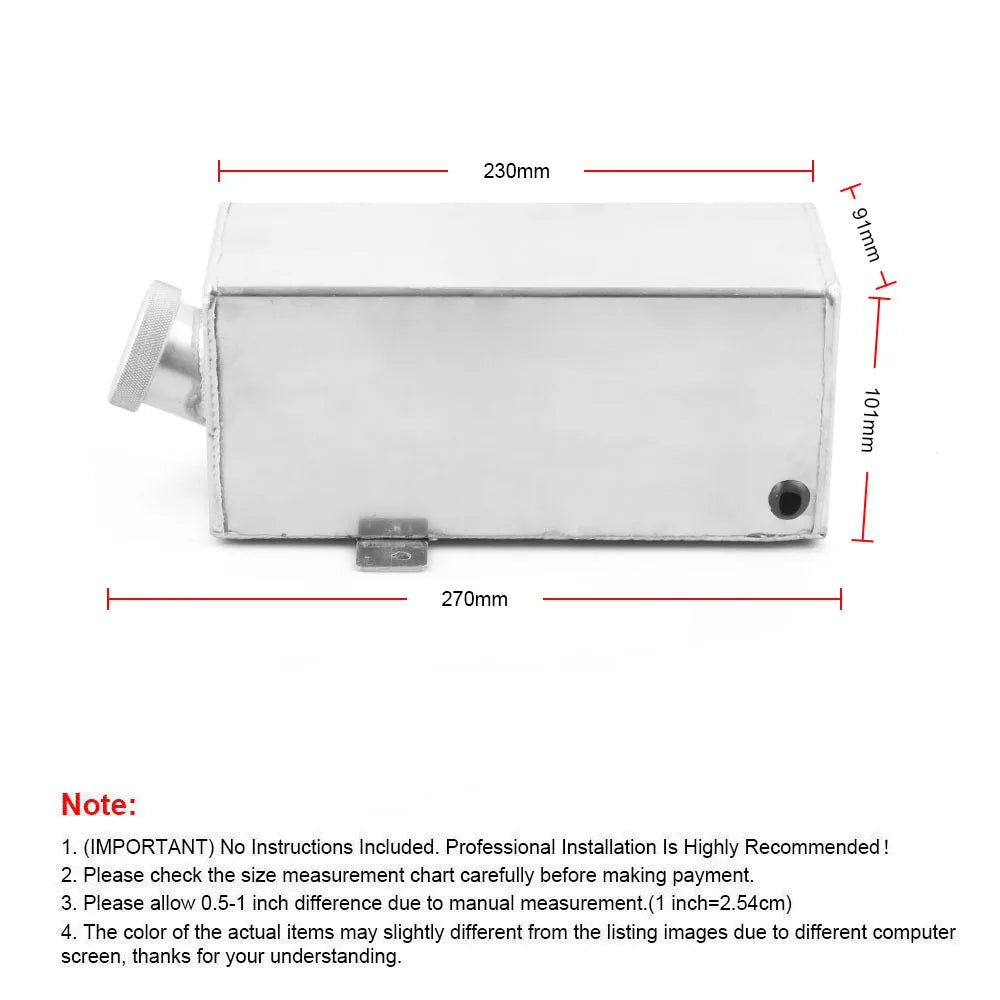 1.75L Polished Aluminum Water Tank Washer Bottle Water Injection Reservoir Universal