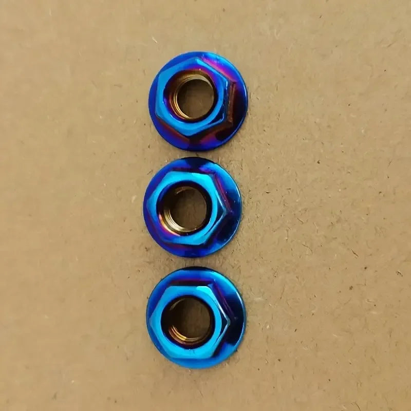 12PCS Stainless Steel Flange Lock Nuts M5 M6 M8 M10 Blue Motorcycle Fasteners