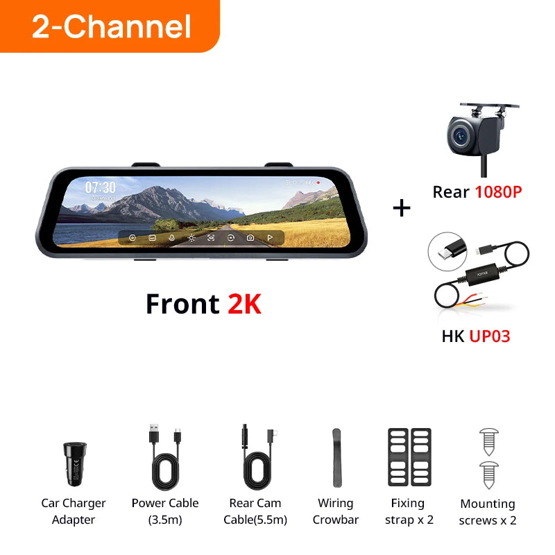 70mai S410 Rearview Mirror Dash Cam 9.35" Touch Display with Front 2K