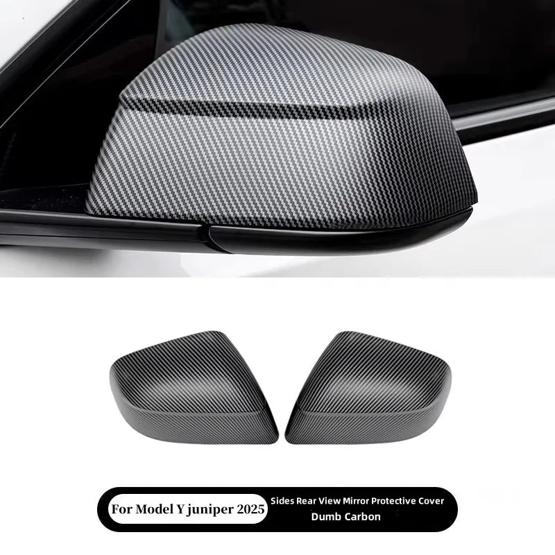 Side Mirror Covers ABS Black Carbon Print for Tesla Model Y Juniper 2025+