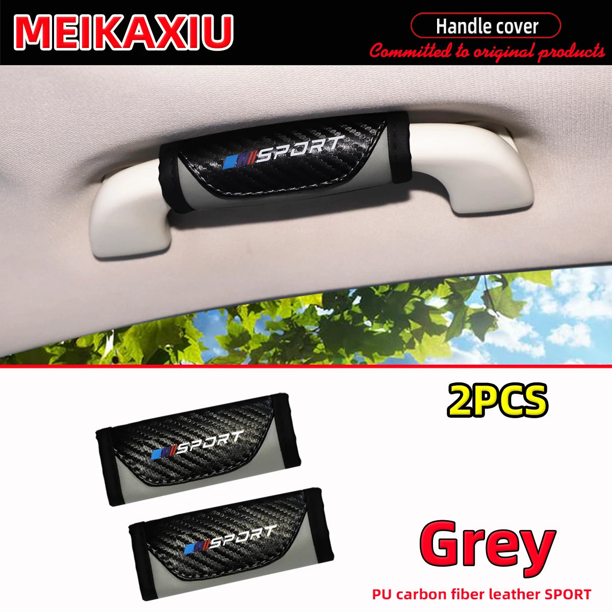 PU Leather Carbon Fiber SPORT Interior Door Handle Protector Cover